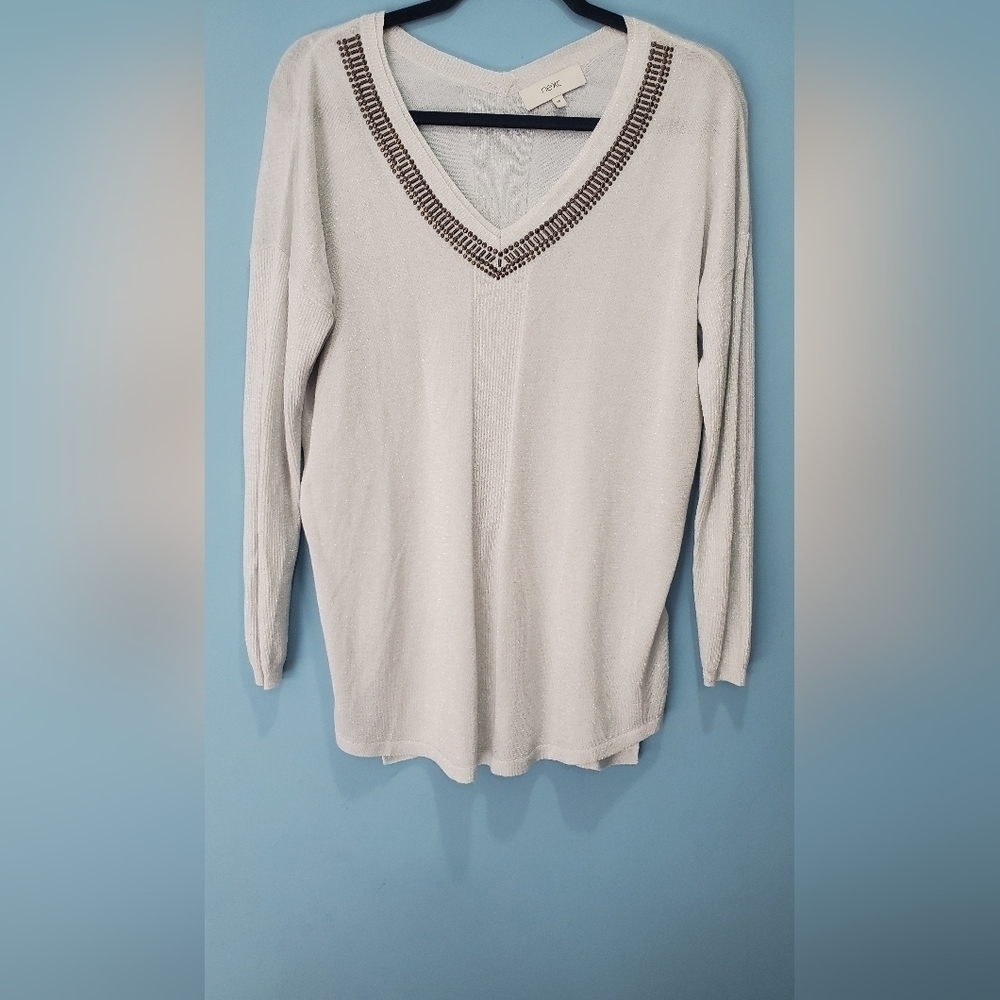 Bundle Only: Next Glittery White Beads Women's knit sweater lightweight Size 14